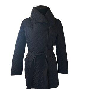 Cole Haan Signature dark blue quilted belted coat size S